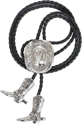 Bolo Ties for Men Western - 3D Cowboy Hat Design With Vintage Boots, Western Bolotie Bola Tie