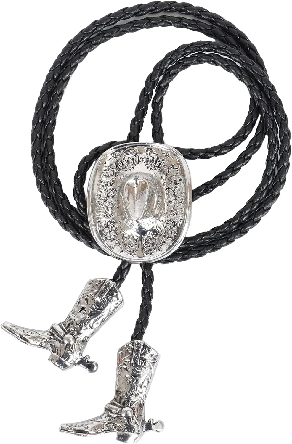 Bolo Ties for Men Western - 3D Cowboy Hat Design With Vintage Boots, Western Bolotie Bola Tie