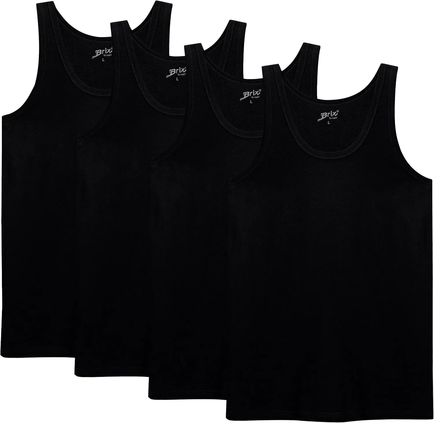 Brix Men's Tank Top Undershirts - 100% Cotton Multipack Tagless Shirts.