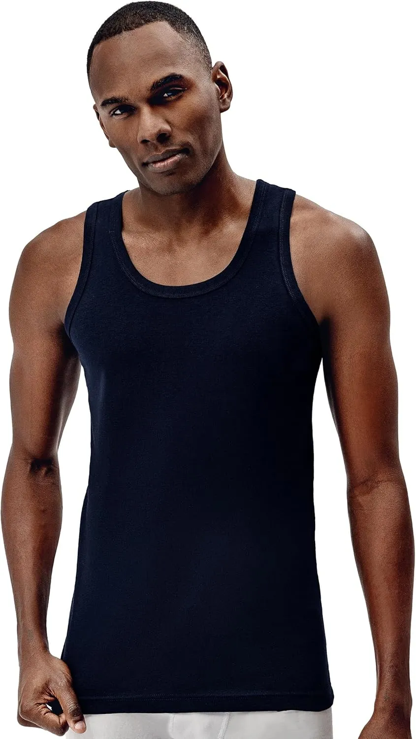 Brix Men's Tank Top Undershirts - 100% Cotton Multipack Tagless Shirts.