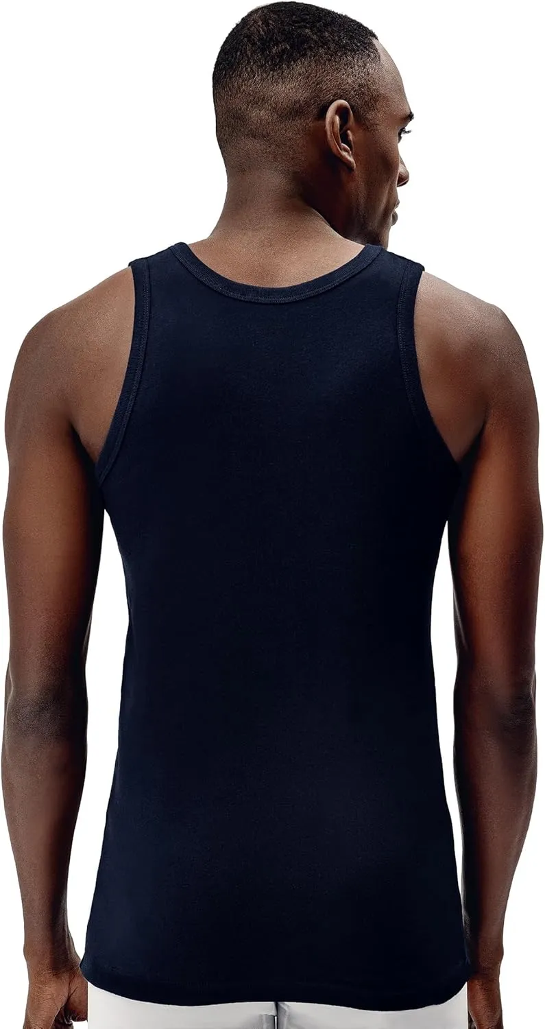 Brix Men's Tank Top Undershirts - 100% Cotton Multipack Tagless Shirts.