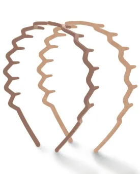 Kitsch Zig Zag Headbands, Recycled Plastic Wavy Hair Band with Teeth, Headbands for Women and Men, Classic 90s Hair Accessories, 2pcs (Neutral)