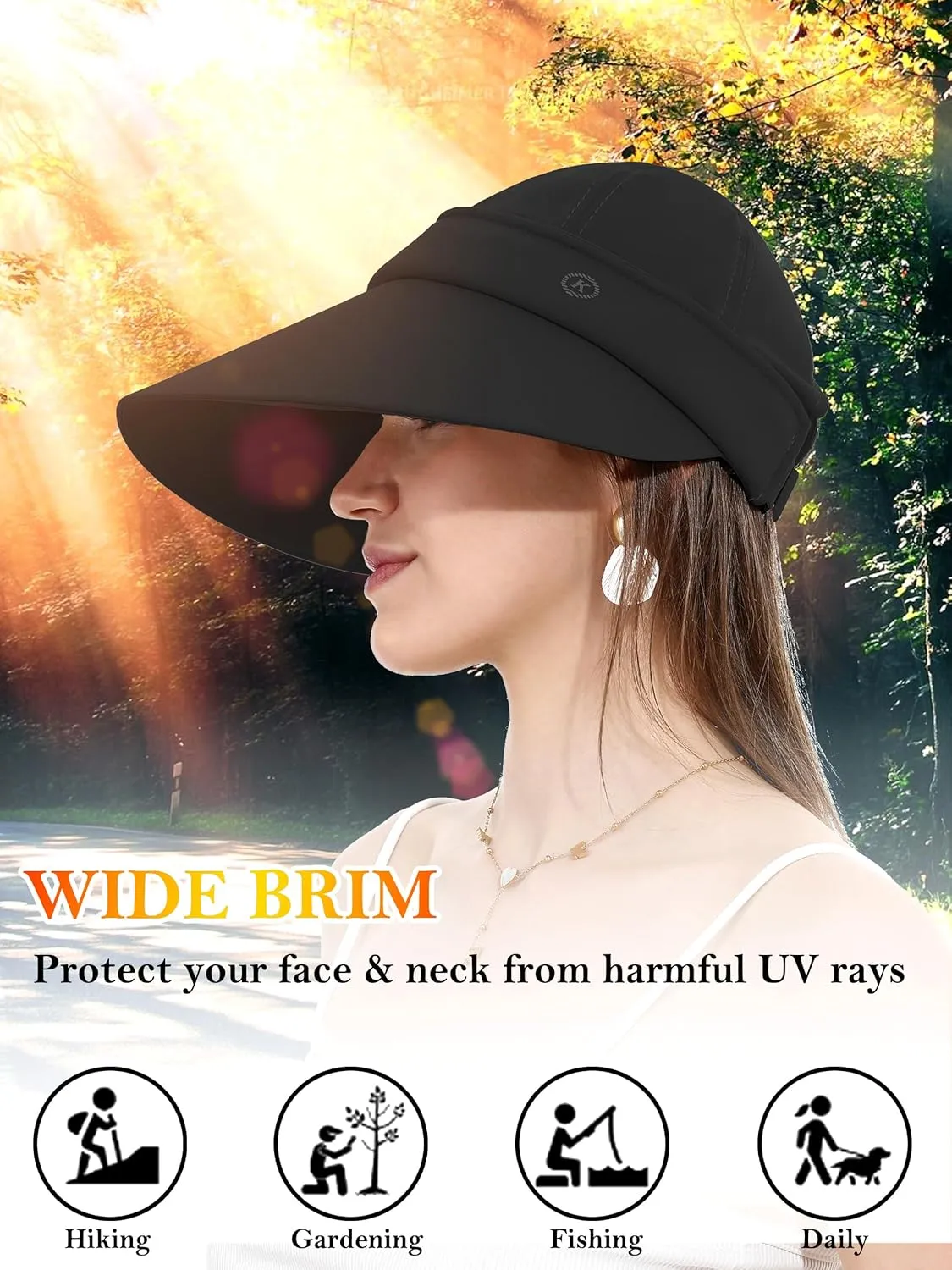 LA CARRIE Women Sun Hats Detachable Wide Brim UV Protection UPF 50  Summer Beach Visor for Outdoor Sports