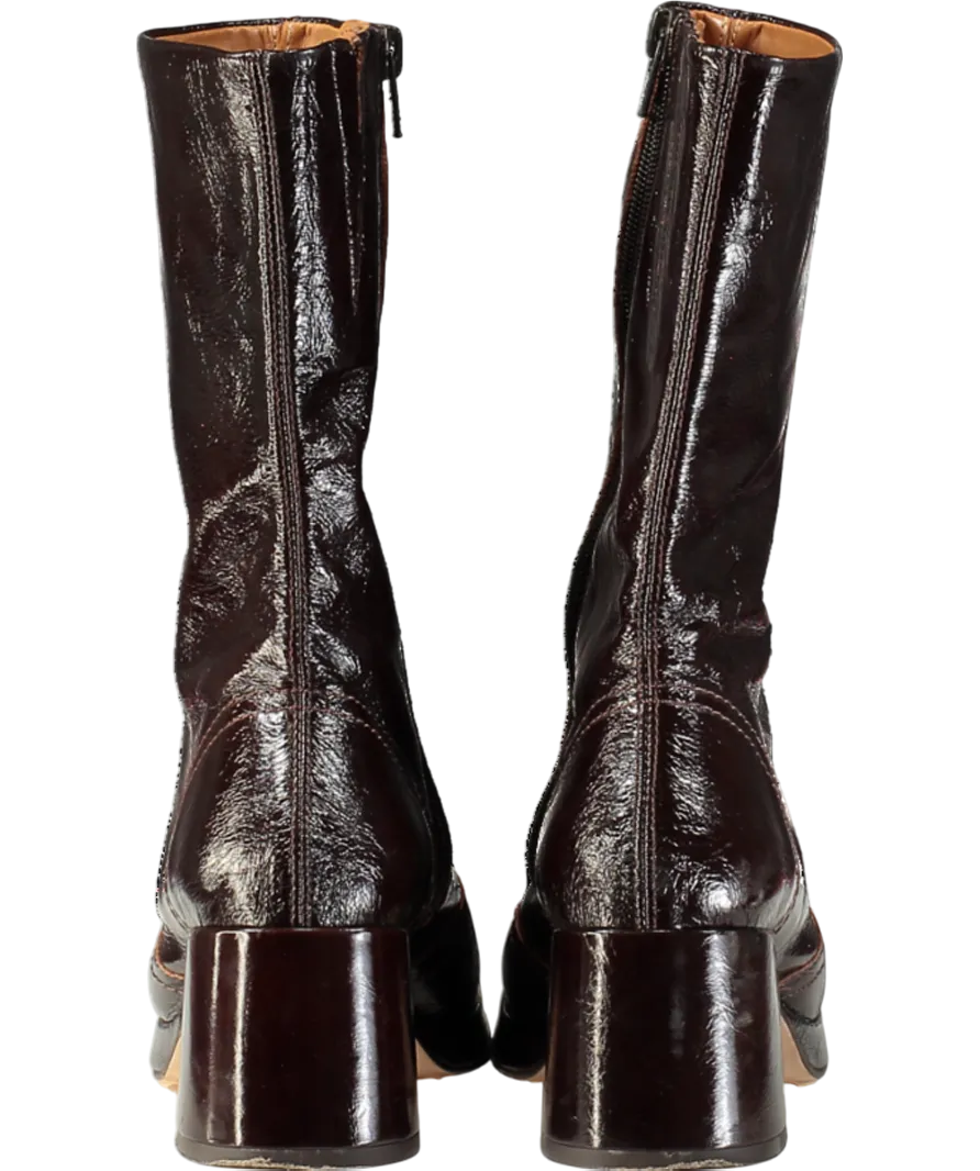 MIISTA Brown Cass Patent Mid-calf Boots UK 2 EU 35 👠