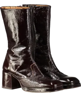 MIISTA Brown Cass Patent Mid-calf Boots UK 2 EU 35 👠