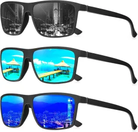 NSSIW Sunglasses Men Polarized Mens-Sunglasses: Classic Sun Glasses with UV400 Protection for Driving Fishing Golf 3 Packs