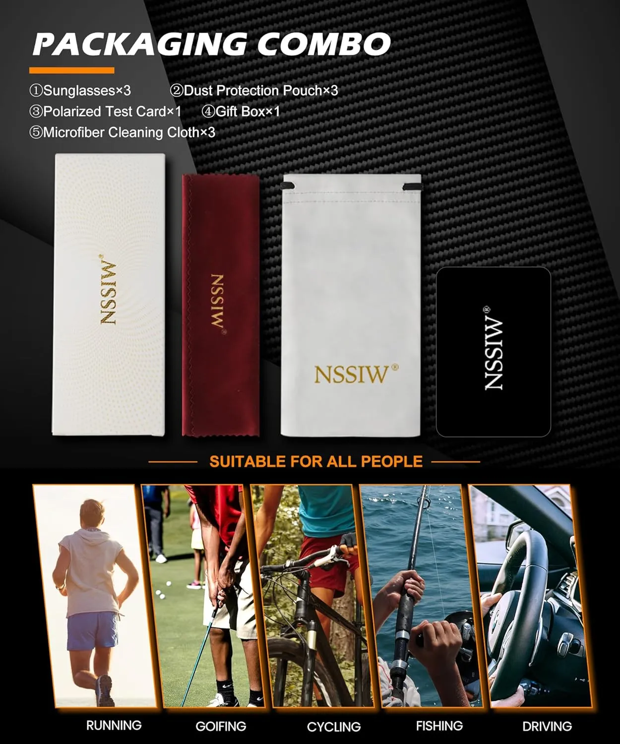 NSSIW Sunglasses Men Polarized Mens-Sunglasses: Classic Sun Glasses with UV400 Protection for Driving Fishing Golf 3 Packs