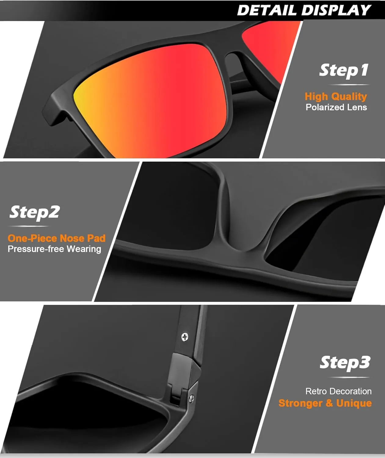 NSSIW Sunglasses Men Polarized Mens-Sunglasses: Classic Sun Glasses with UV400 Protection for Driving Fishing Golf 3 Packs