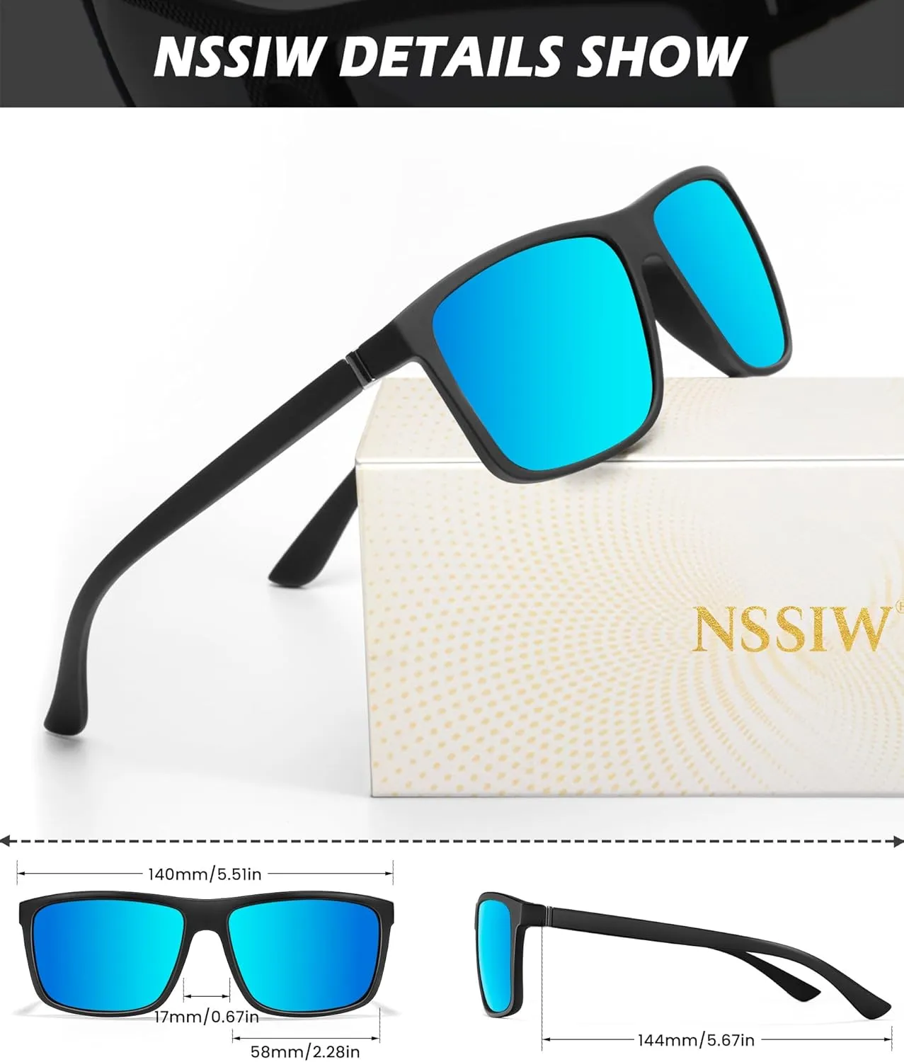 NSSIW Sunglasses Men Polarized Mens-Sunglasses: Classic Sun Glasses with UV400 Protection for Driving Fishing Golf 3 Packs