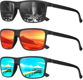 NSSIW Sunglasses Men Polarized Mens-Sunglasses: Classic Sun Glasses with UV400 Protection for Driving Fishing Golf 3 Packs
