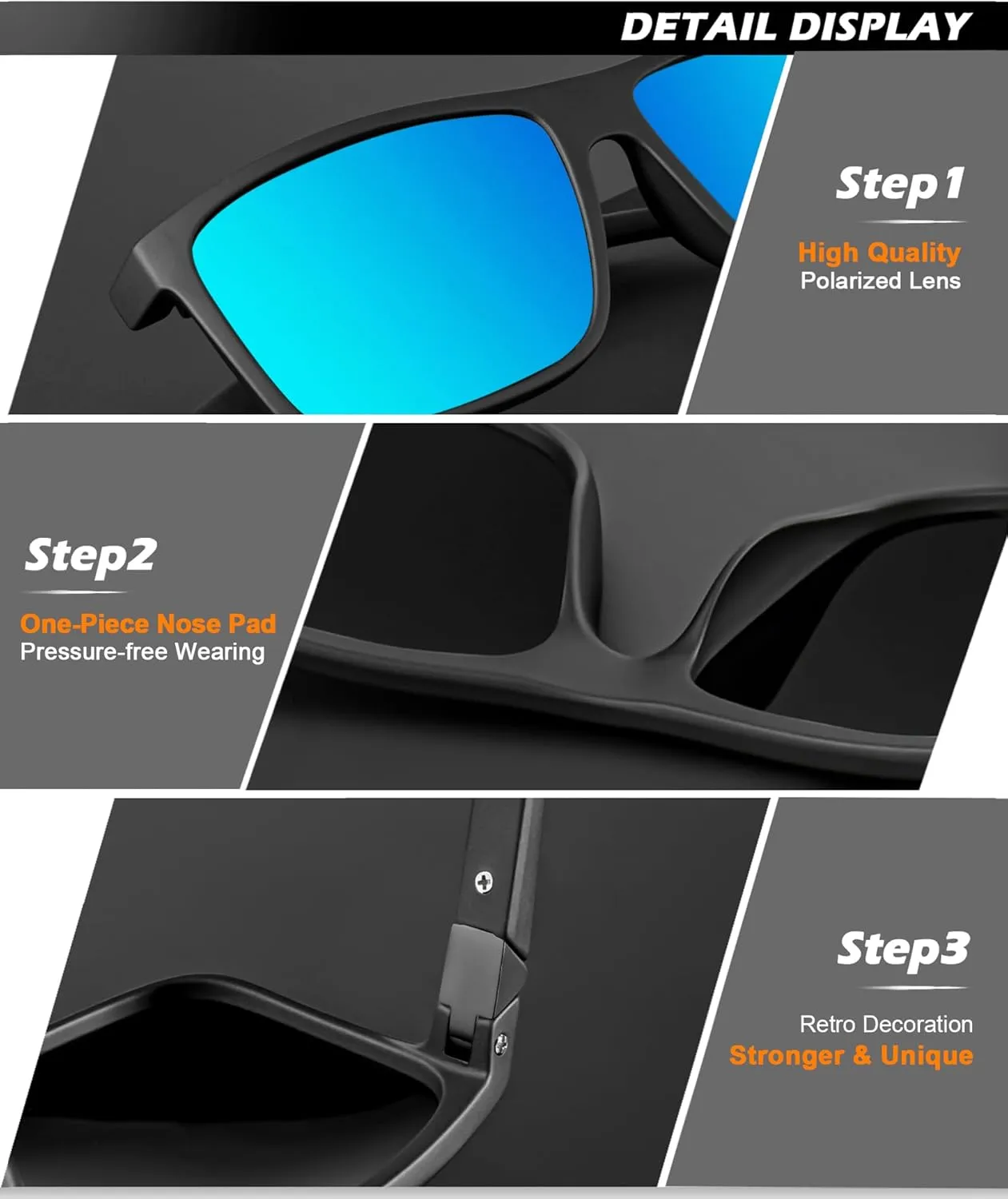 NSSIW Sunglasses Men Polarized Mens-Sunglasses: Classic Sun Glasses with UV400 Protection for Driving Fishing Golf 3 Packs