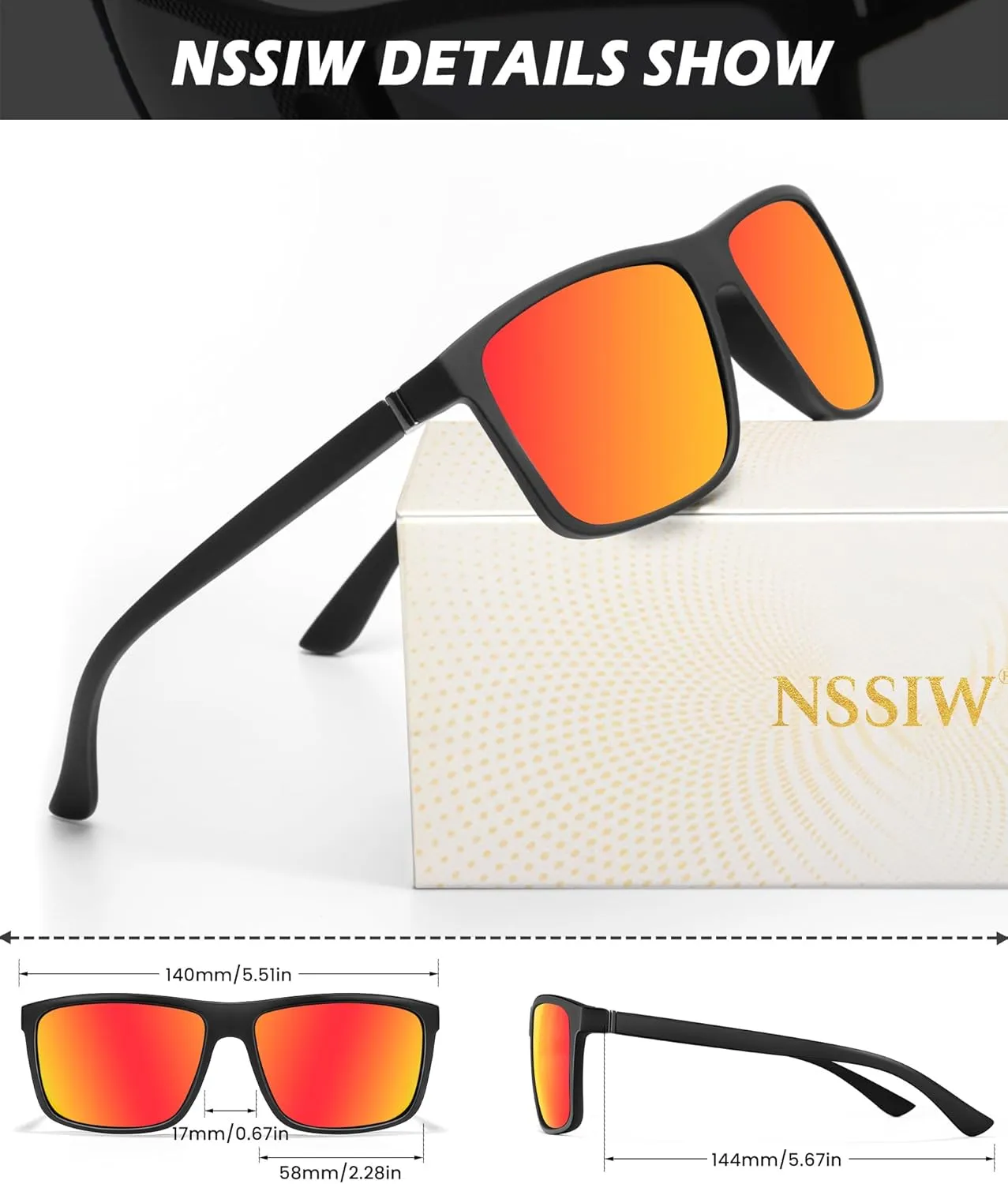 NSSIW Sunglasses Men Polarized Mens-Sunglasses: Classic Sun Glasses with UV400 Protection for Driving Fishing Golf 3 Packs