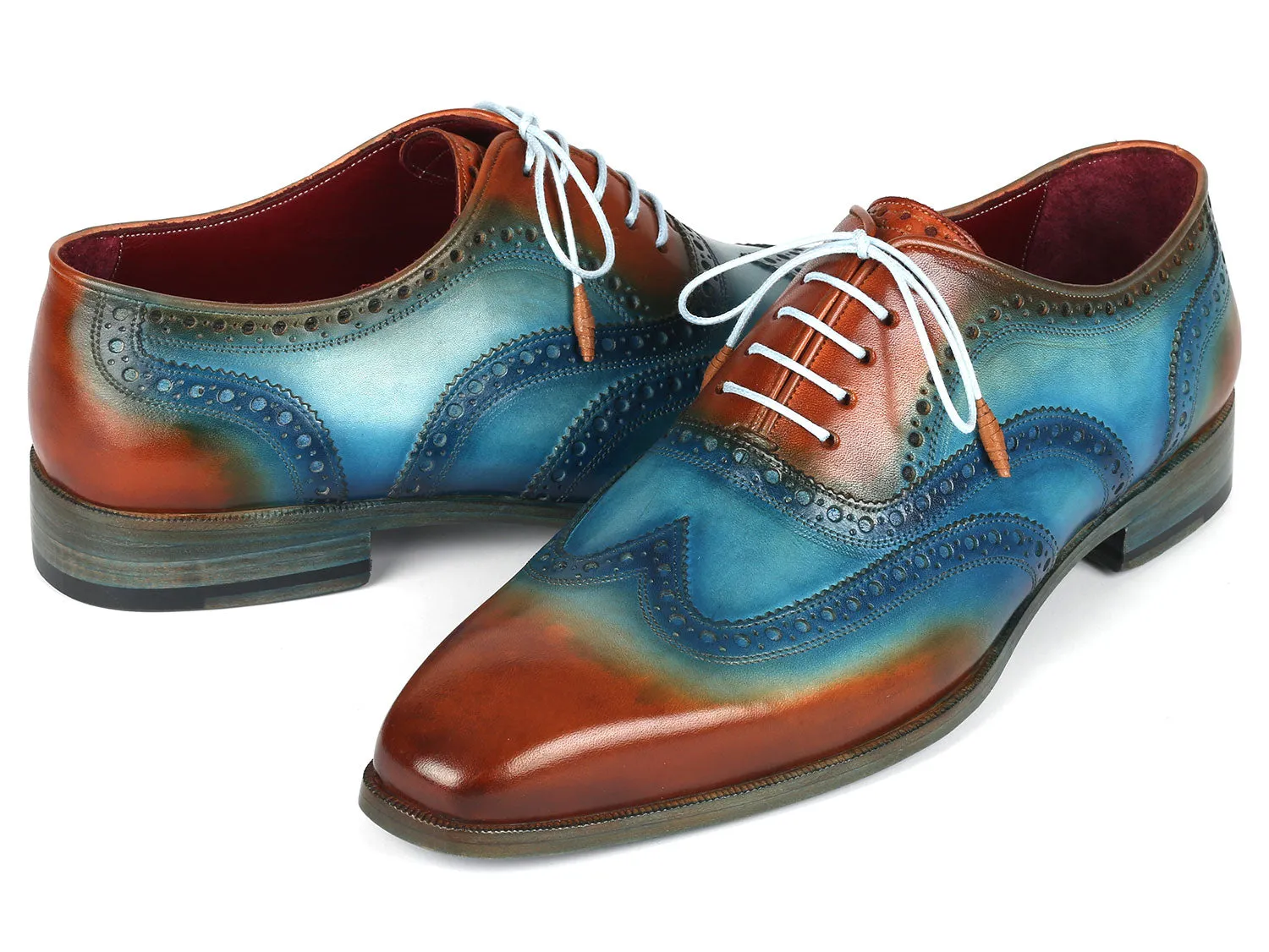 Paul Parkman Men's Wingtip Oxfords Turquoise / Tobacco