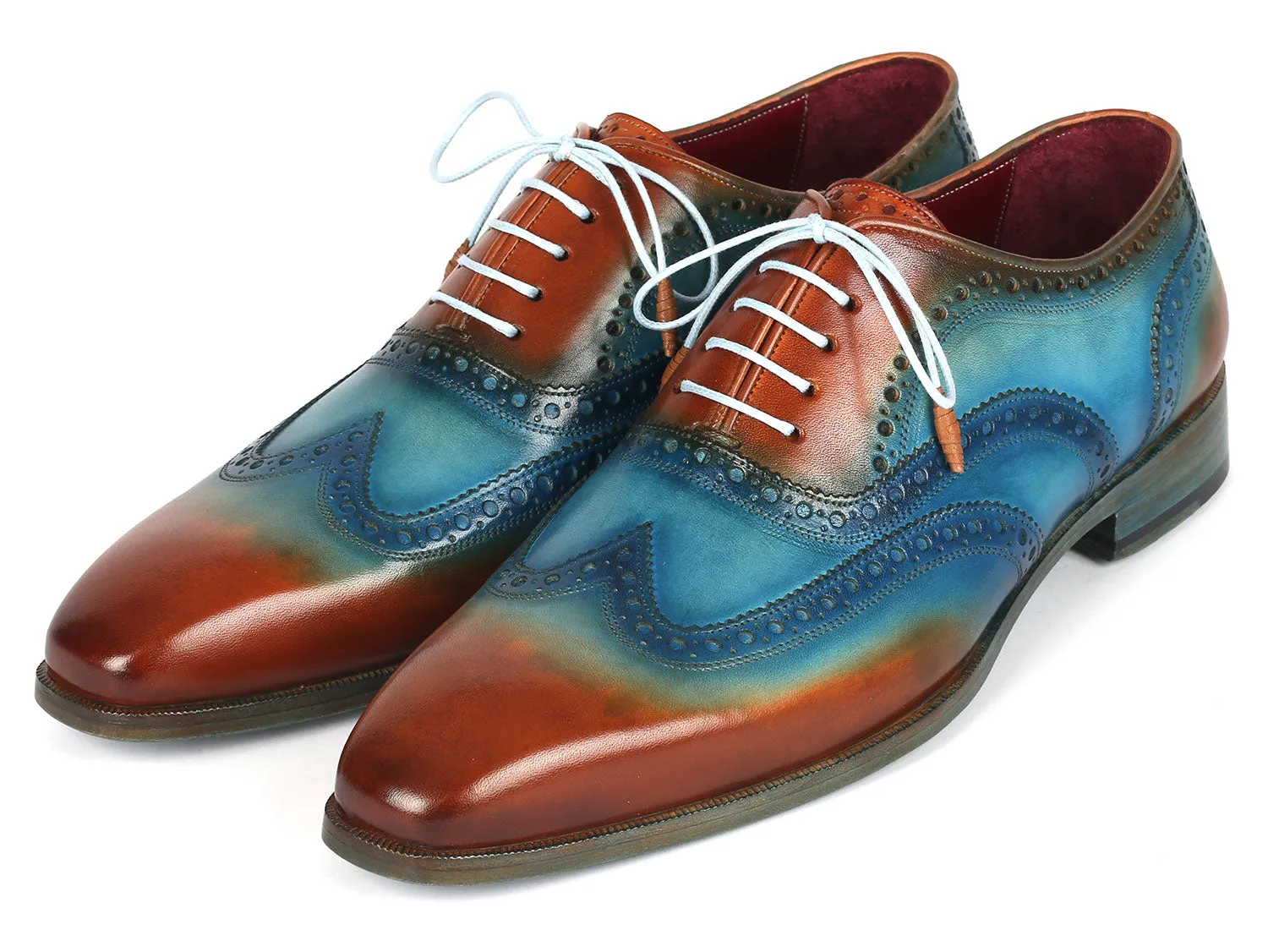 Paul Parkman Men's Wingtip Oxfords Turquoise / Tobacco