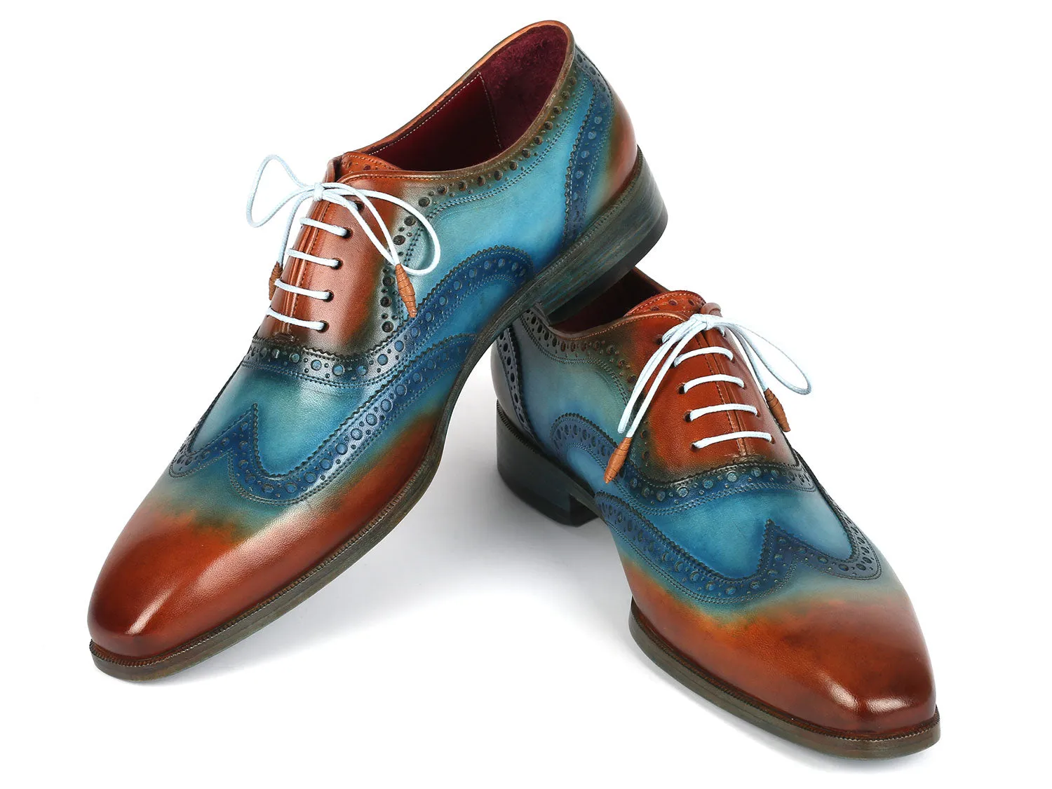 Paul Parkman Men's Wingtip Oxfords Turquoise / Tobacco