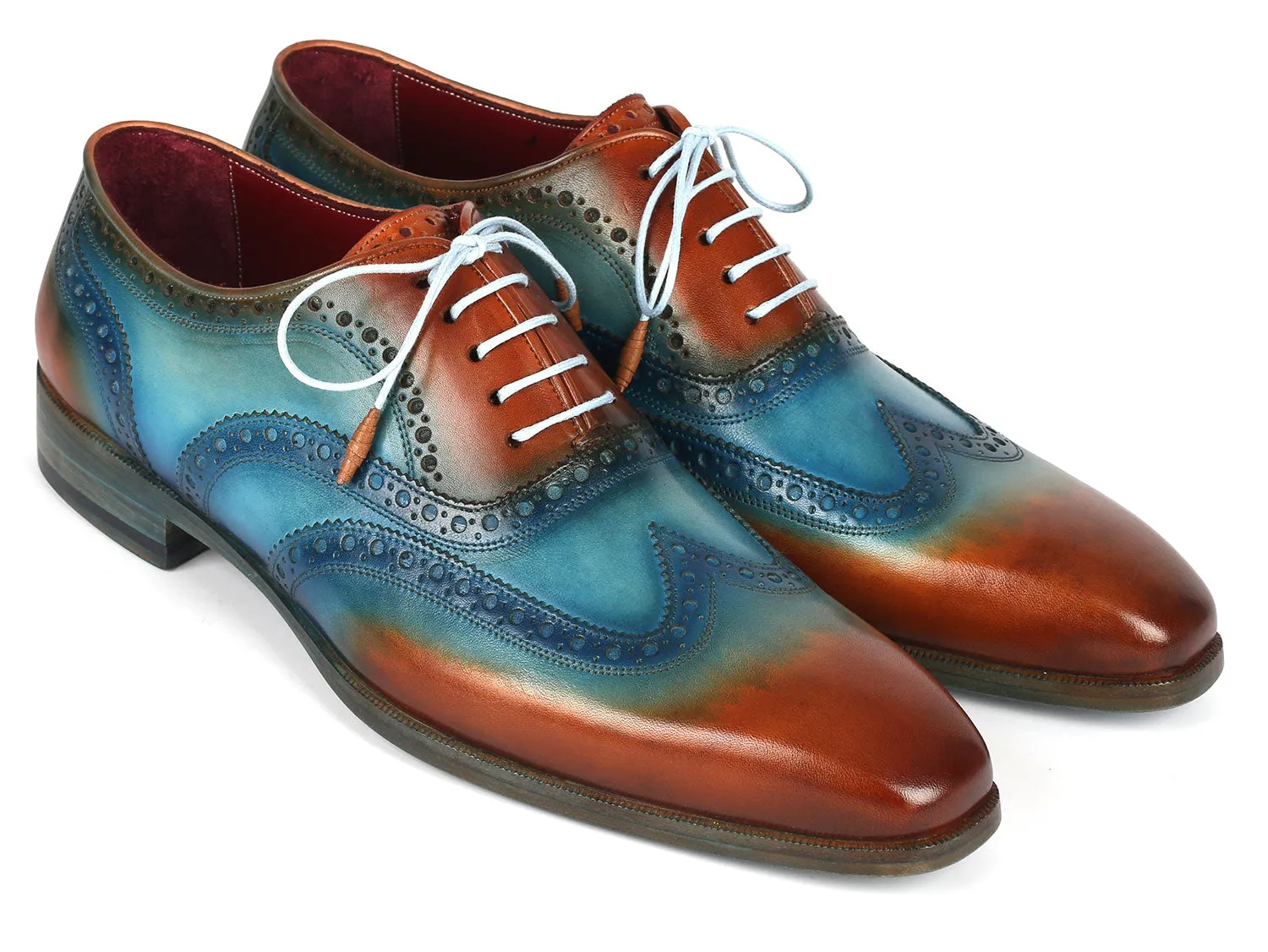 Paul Parkman Men's Wingtip Oxfords Turquoise / Tobacco