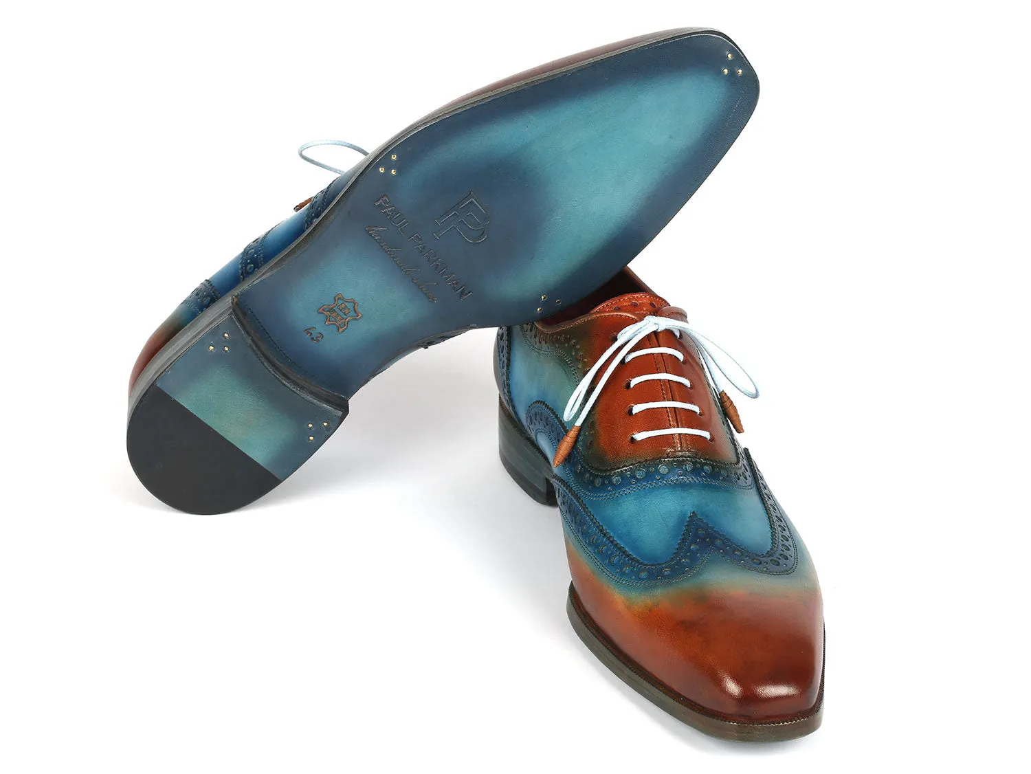 Paul Parkman Men's Wingtip Oxfords Turquoise / Tobacco