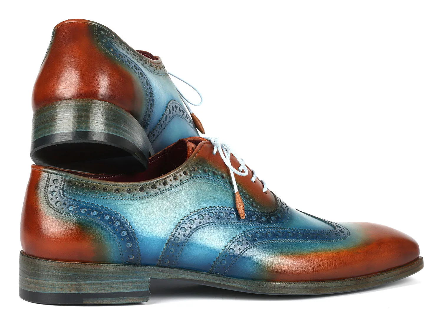 Paul Parkman Men's Wingtip Oxfords Turquoise / Tobacco
