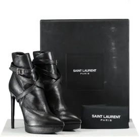 Saint Laurent Black Platform Leather Ankle Boots UK 7 EU 40 👠
