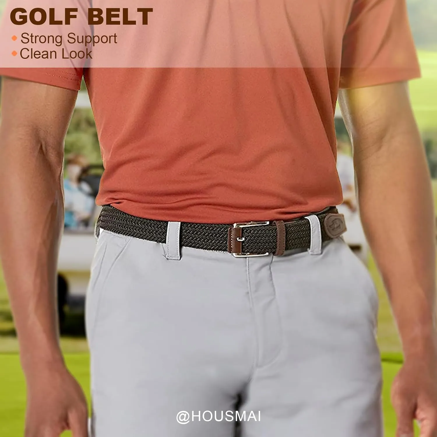 Stretch Braided Belt for Men -Mens Gift Elastic Woven Golf Belt 1 3/8"- for Golf Jeans Casual Wear