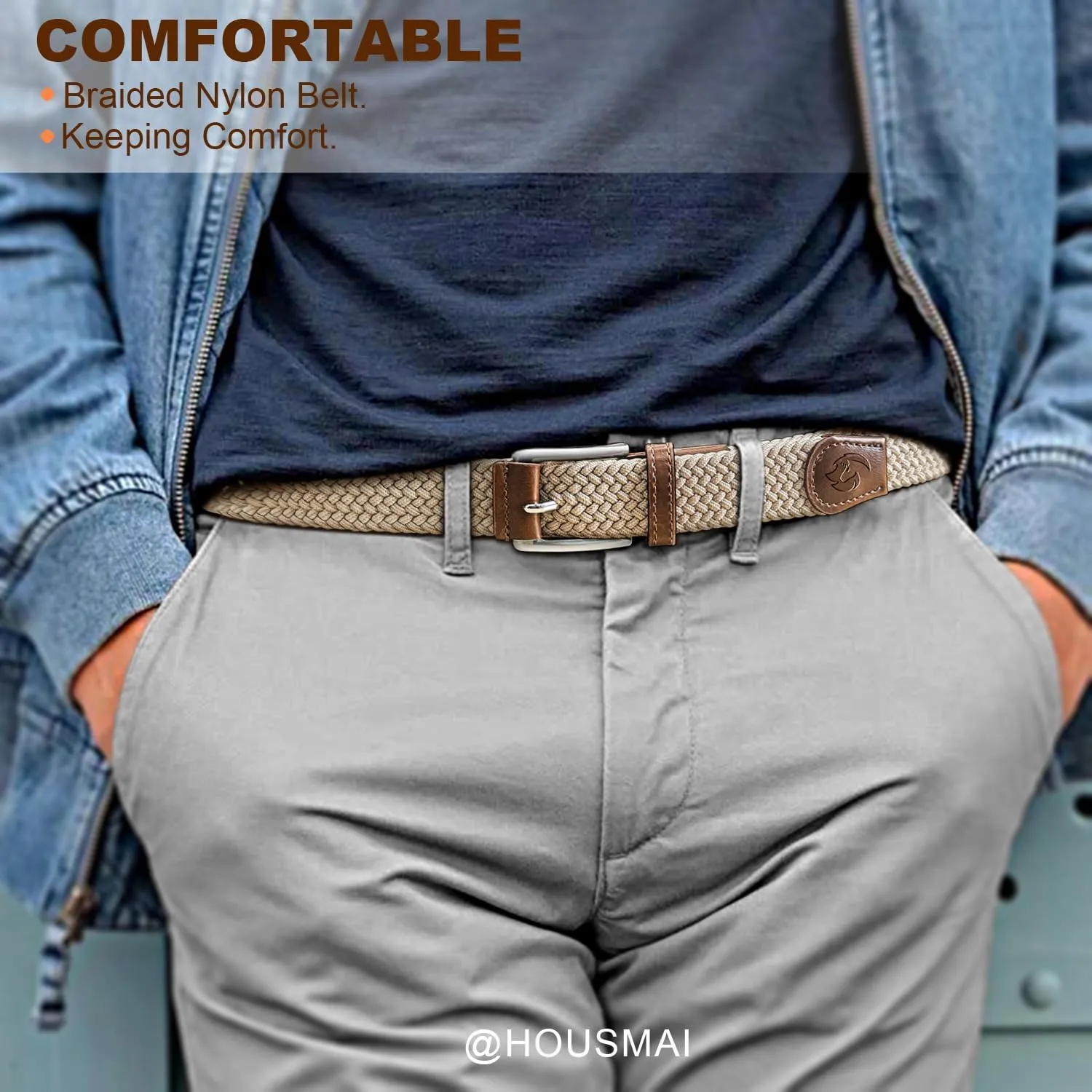 Stretch Braided Belt for Men -Mens Gift Elastic Woven Golf Belt 1 3/8"- for Golf Jeans Casual Wear