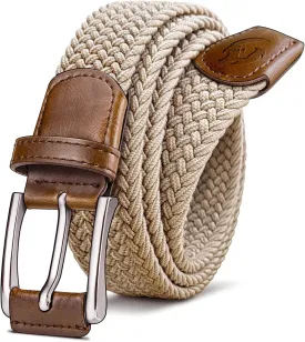 Stretch Braided Belt for Men -Mens Gift Elastic Woven Golf Belt 1 3/8"- for Golf Jeans Casual Wear