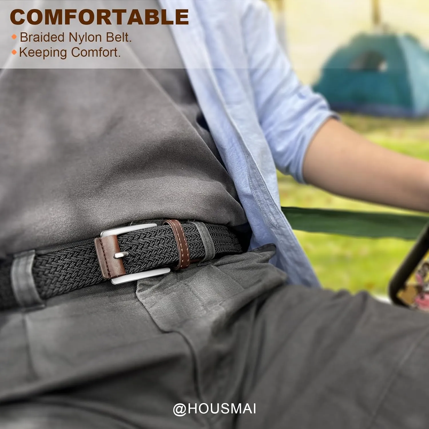 Stretch Braided Belt for Men -Mens Gift Elastic Woven Golf Belt 1 3/8"- for Golf Jeans Casual Wear