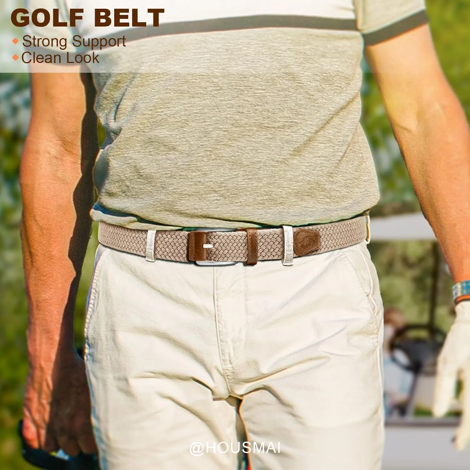 Stretch Braided Belt for Men -Mens Gift Elastic Woven Golf Belt 1 3/8"- for Golf Jeans Casual Wear